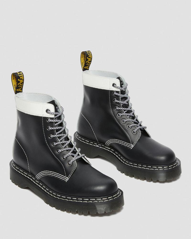 Men's Dr Martens 1460 Pascal Bex Leather Contrast Lace Up Boots Black / White | AU 525ILH